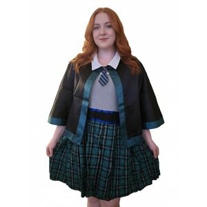 Leg Avenue Sinister Spell Caster Costume Plus Size 3X/4X Green Plaid Dress Cape